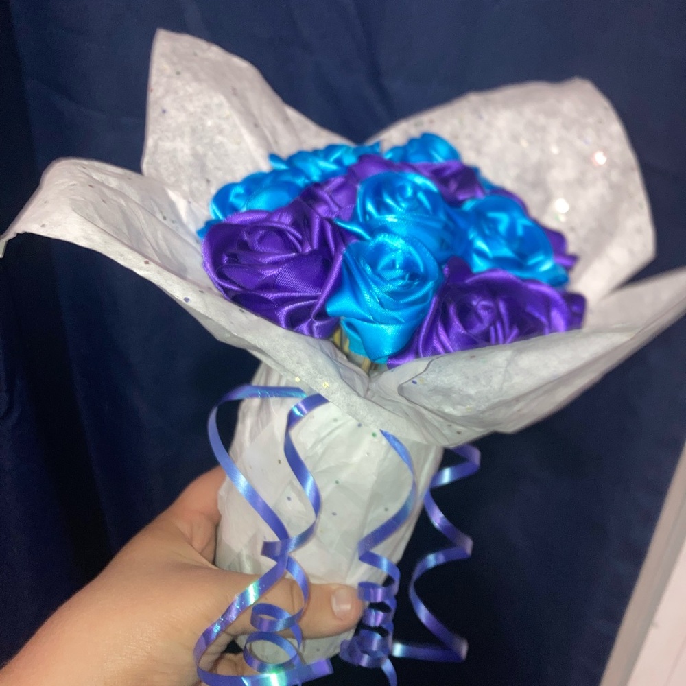 Any Color Ribbon Rose Bouquets (Handmade) - Picture 3 of 5
